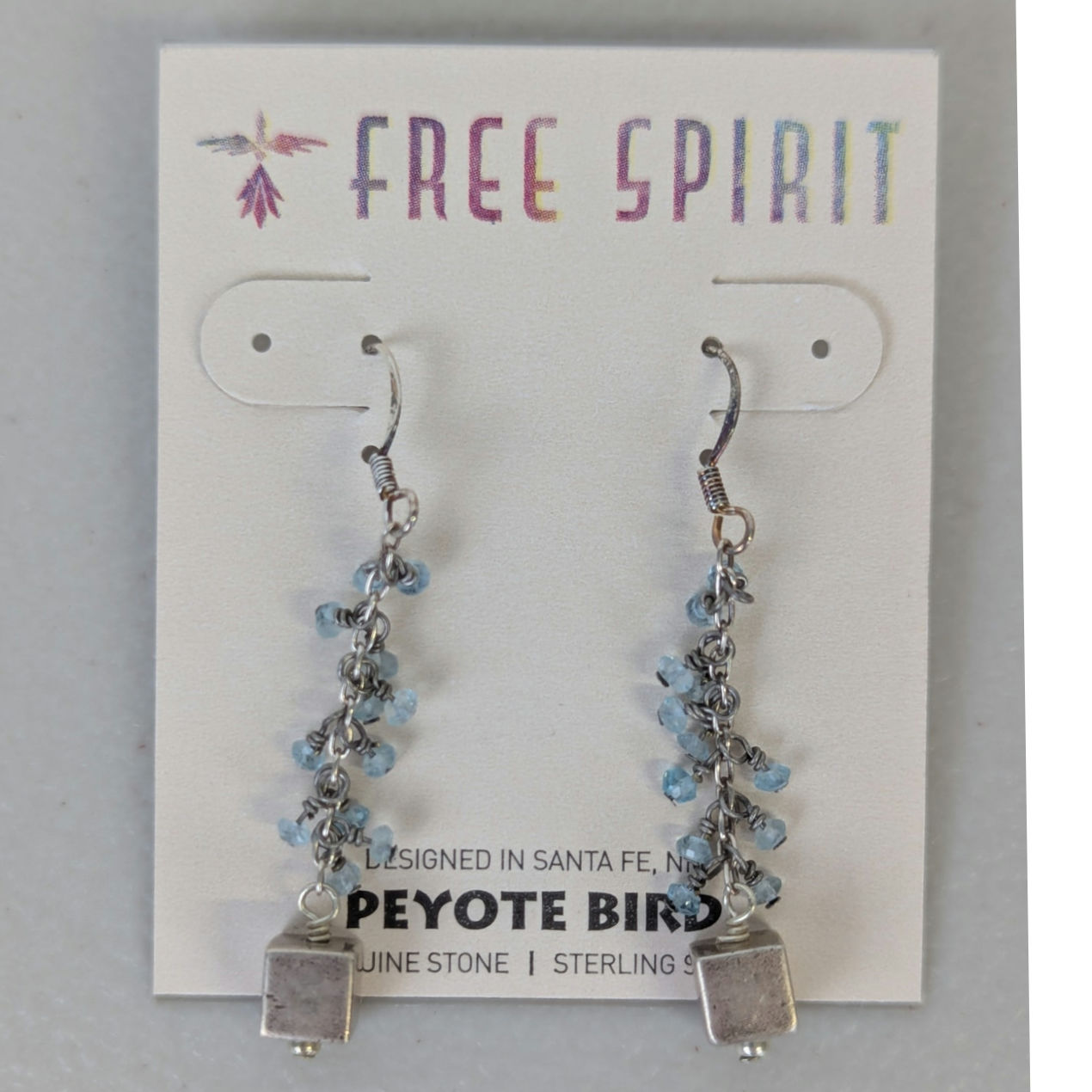 Peyote Bird Sterling Silver Drop Earrings Blue Stones Boho Western Fairy Dangle 27$